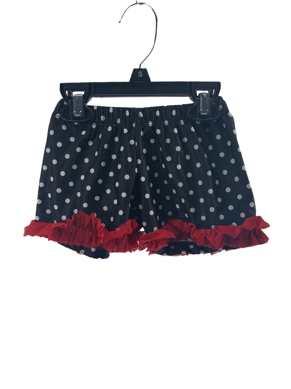 Unbranded Girls' Black White Polka Dot Red Tulle Shorts Youth